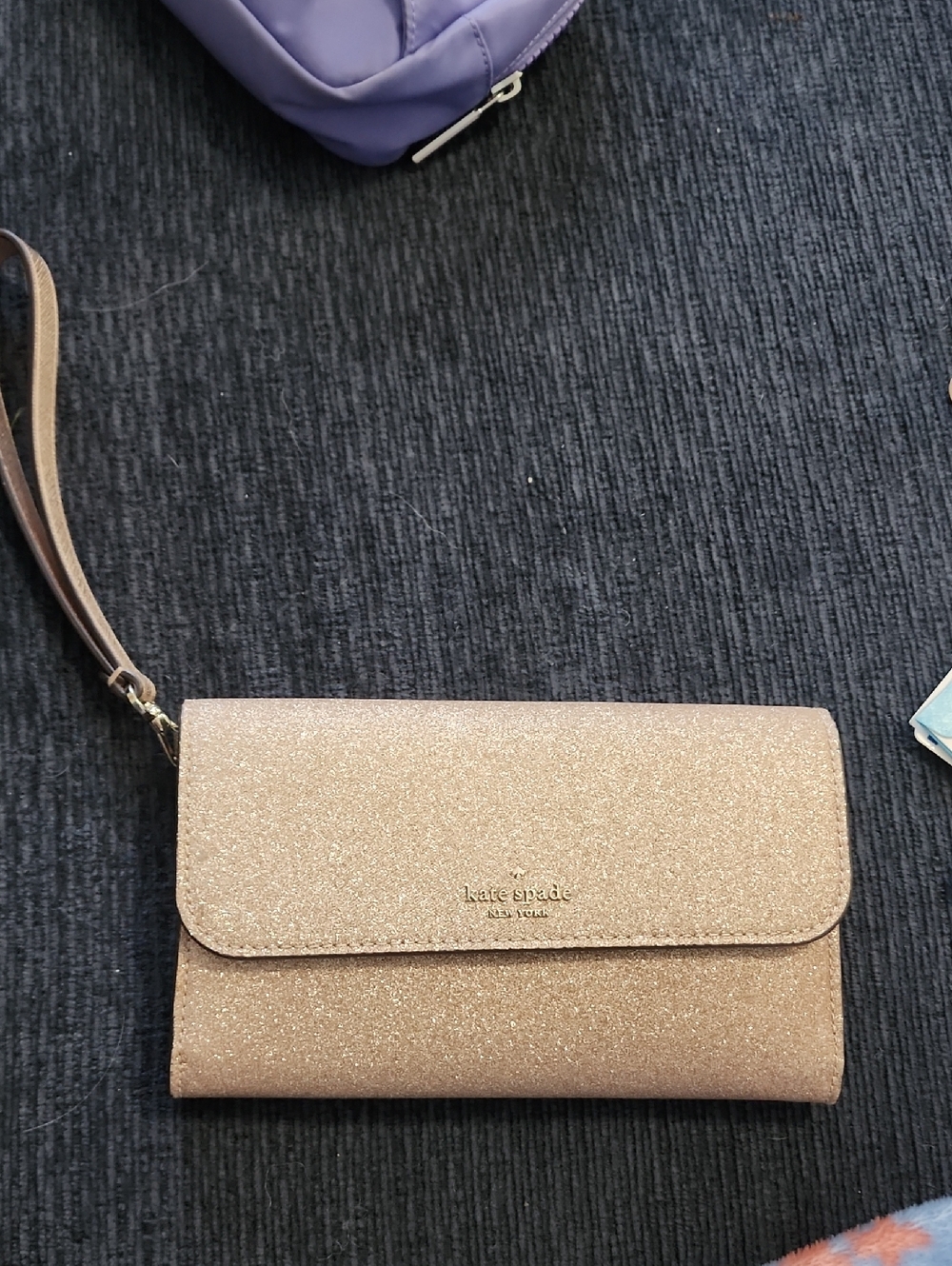 kate spade glitter wristlet in rose gold tone - Picture 2 of 7